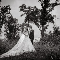 fotografie alb-negru in natura, mire si mireasa, padure